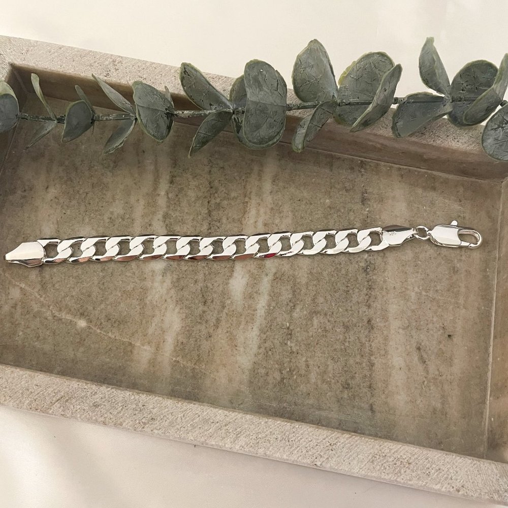 925 Sterling Silver Chunky Chain Link Bracelet Silver Large Link Bracelet - Picture 2 of 4
